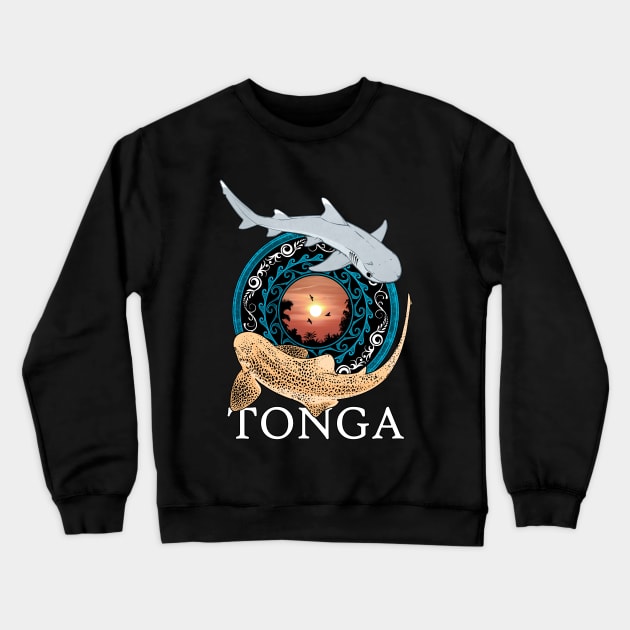 Zebra Shark and Whitetip Reef Shark Tonga diving Crewneck Sweatshirt by NicGrayTees